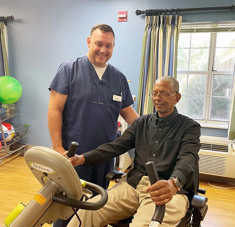 Nurse providing skilled nursing respite care to a resident in Laurinburg, NC