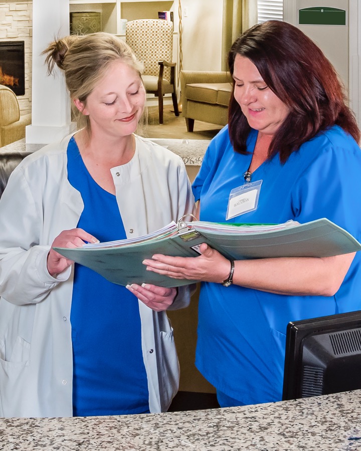 Nursing station at Scottish Pines Rehabilitation & Nursing Center in Laurinburg, NC